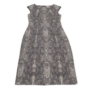 CALVIN KLEIN Gray Faux Soft Suede Snake Python Sheath Dress Size 6